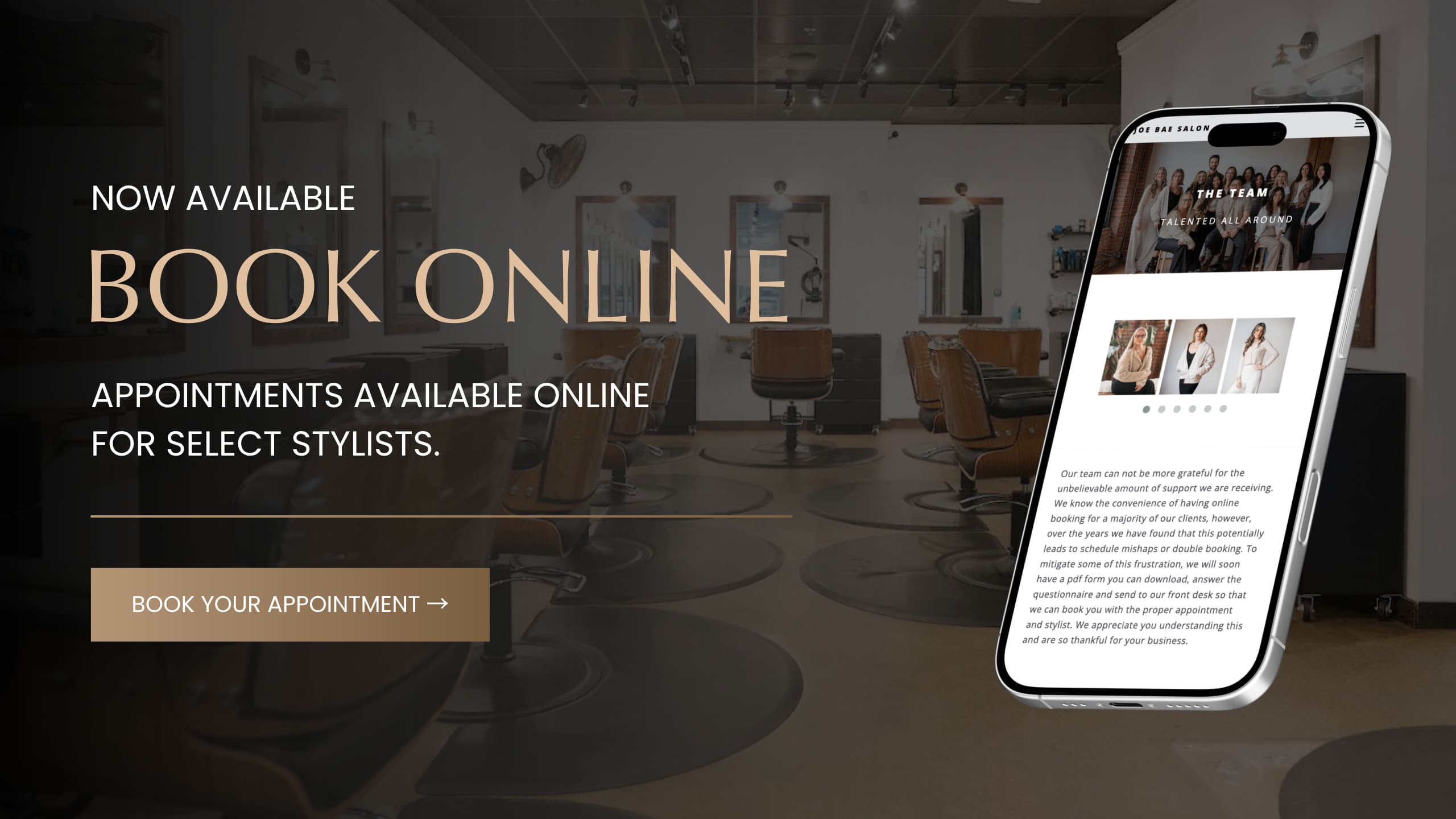 Joe Bae Salon Interior - Click to Book Online